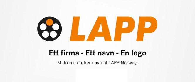 Miltronic endrer navn til LAPP Norway Miltronic endrer navn til LAPP Norway
